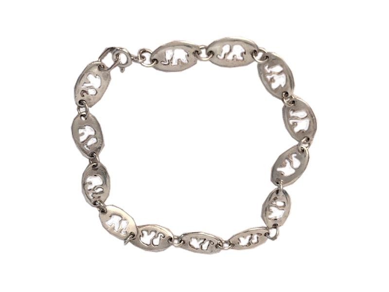 Ladies Silver Elephant Cut Outs Bracelet
